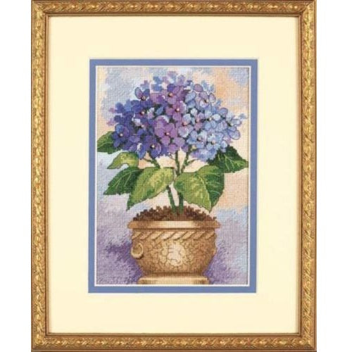 HYDRANGEA IN BLOOM, Counted Cross Stitch Kit, 18 count ivory Aida, DIMENSIONS, Gold Collection (06959)