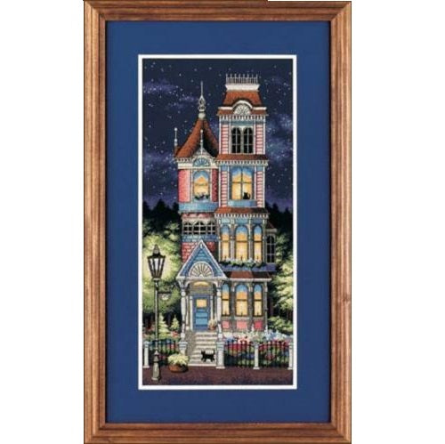 VICTORIAN CHARM, Counted Cross Stitch Kit, 18 count navy cotton Aida, DIMENSIONS (13666)