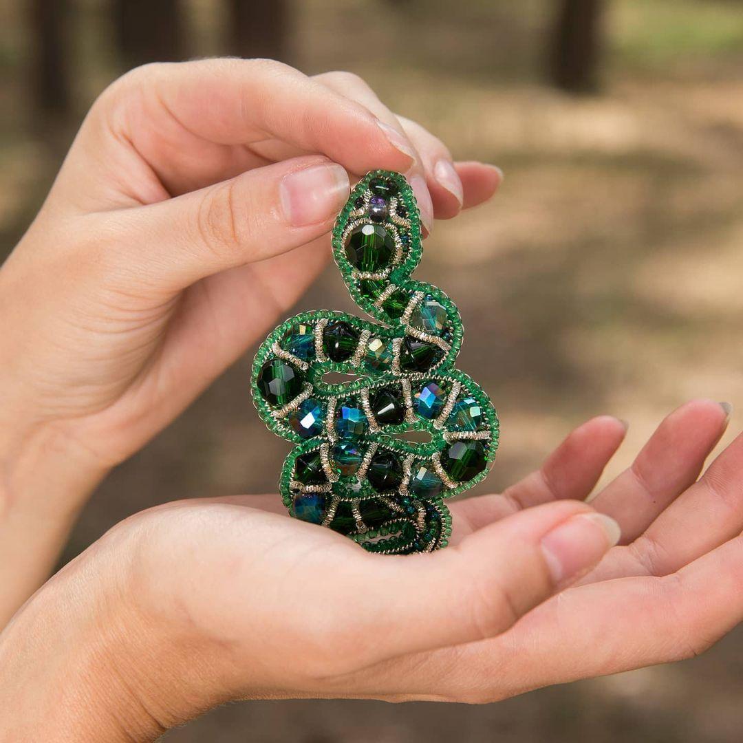 BP-298 Beadwork kit for creating broоch Crystal Art "Snake" - Leo Hobby