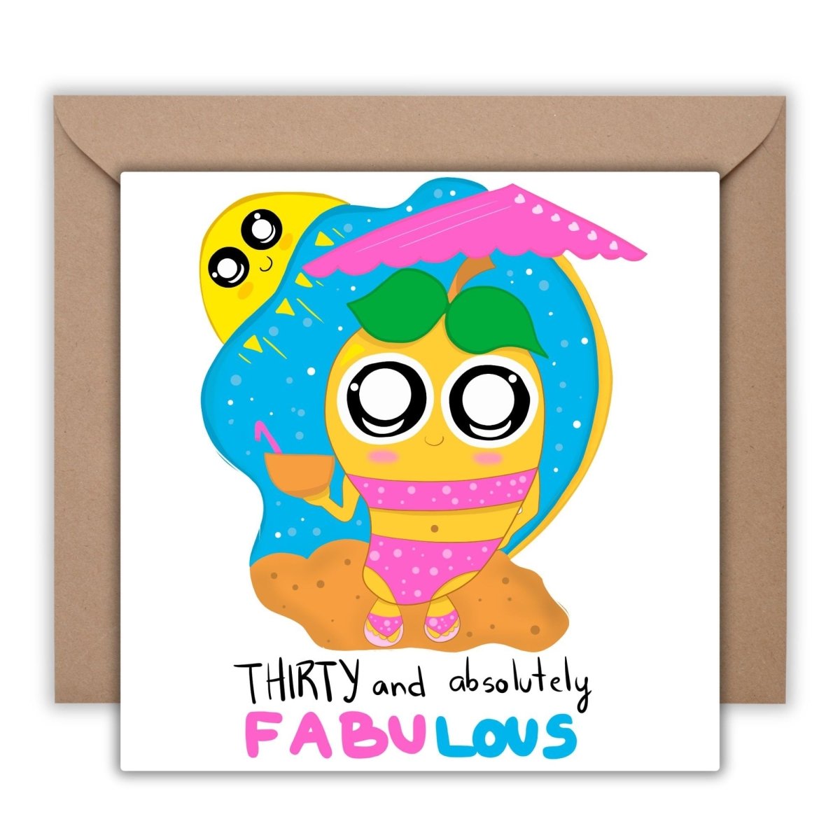 30th Fabulous Birthday Card - Kawaii Greetings Card with Custom Message, Cute Gift Thirty Birthday Queen, Mango Cartoon Postcard - Leo Hobby Marketplace