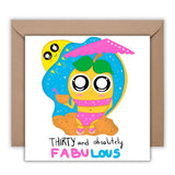 30th Fabulous Birthday Card - Kawaii Greetings Card with Custom Message, Cute Gift Thirty Birthday Queen, Mango Cartoon Postcard - Leo Hobby Marketplace