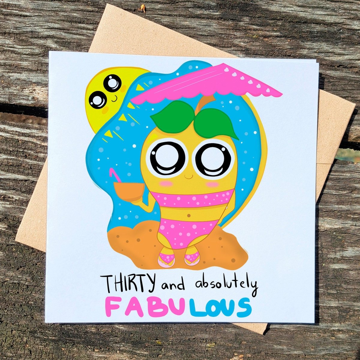 30th Fabulous Birthday Card - Kawaii Greetings Card with Custom Message, Cute Gift Thirty Birthday Queen, Mango Cartoon Postcard - Leo Hobby Marketplace