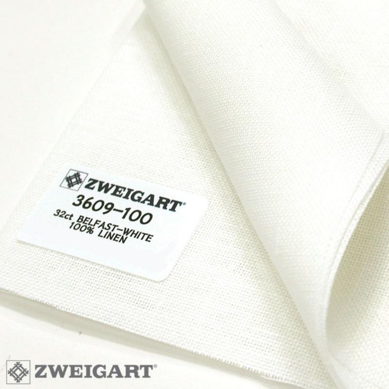 Zweigart Precut Belfast color 100 White, Fabric Cut 48 x 68 cm (19" x 27") 100% Linen, 32 ct. (3609/100)