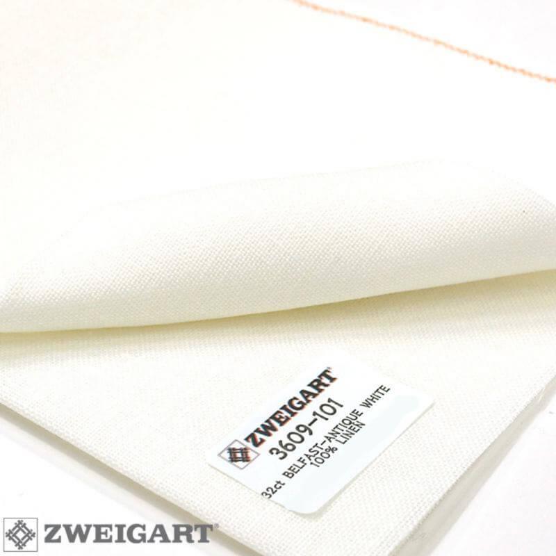 Zweigart Precut Belfast color 101 Antique White, Fabric Cut 48 x 68 cm (19" x 27") 100% Linen, 32 ct. (3609/101)