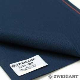 Zweigart Precut Fein-Aida color 589 Navy, Fabric Cut 48 x 53 cm (19" x 21") 100% Cotton, 18 ct. (3793/589)