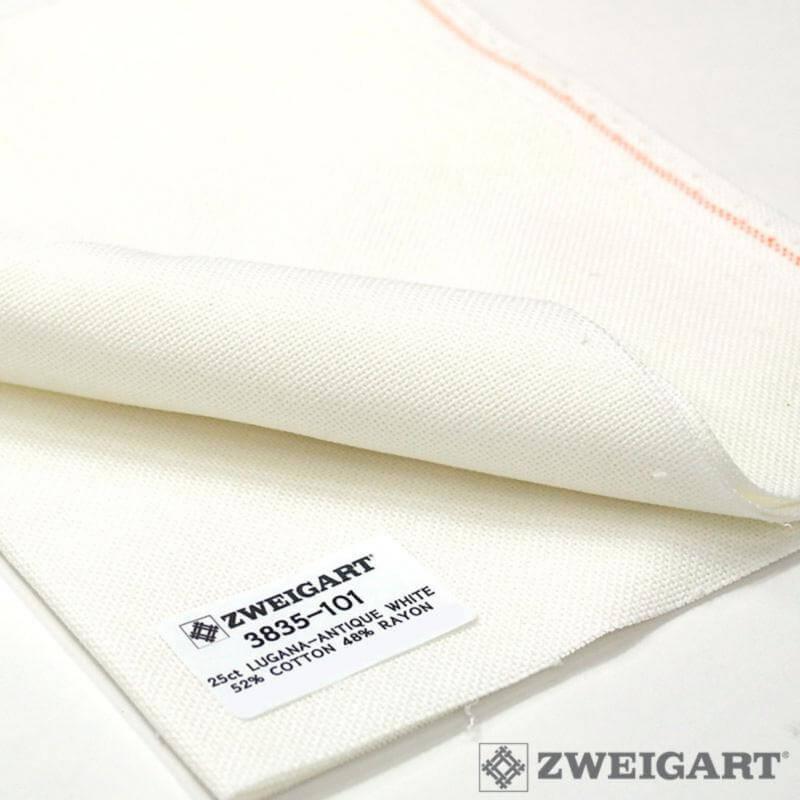 Zweigart Precut Lugana color 101 Antique White Fabric Cut 48 x 68 cm (19" x 27"), 10 Threads / cm - 25 ct (3835/101)