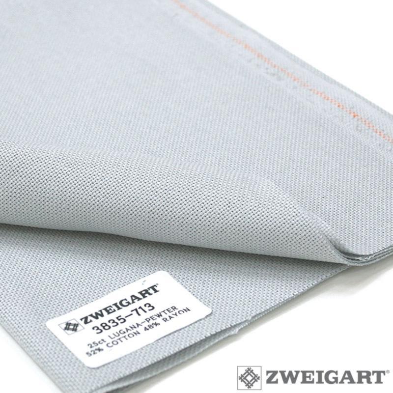 Zweigart Precut Lugana color 713 Pewter Fabric Cut 48 x 68 cm (19" x 27"), 10 Threads / cm - 25 ct (3835/713)