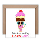 40th Birthday Card, Fabulous and Forty Bday Cards, 40 Birthday Card for Her, Fabulous and Forty, Fabulous at 40, Square Funny Cute Postcards - Leo Hobby Marketplace