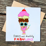 40th Birthday Card, Fabulous and Forty Bday Cards, 40 Birthday Card for Her, Fabulous and Forty, Fabulous at 40, Square Funny Cute Postcards - Leo Hobby Marketplace