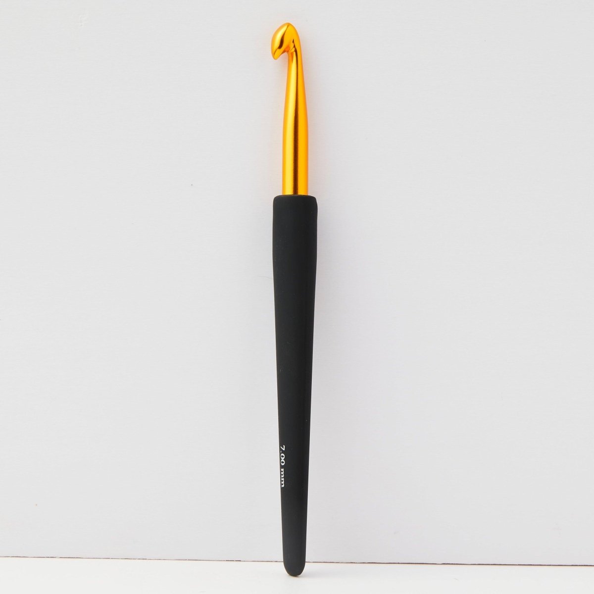 KnitPro Gold Aluminium Crochet Hook with black soft feel handle - Single Ended - Leo Hobby