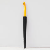 KnitPro Gold Aluminium Crochet Hook with black soft feel handle - Single Ended - Leo Hobby