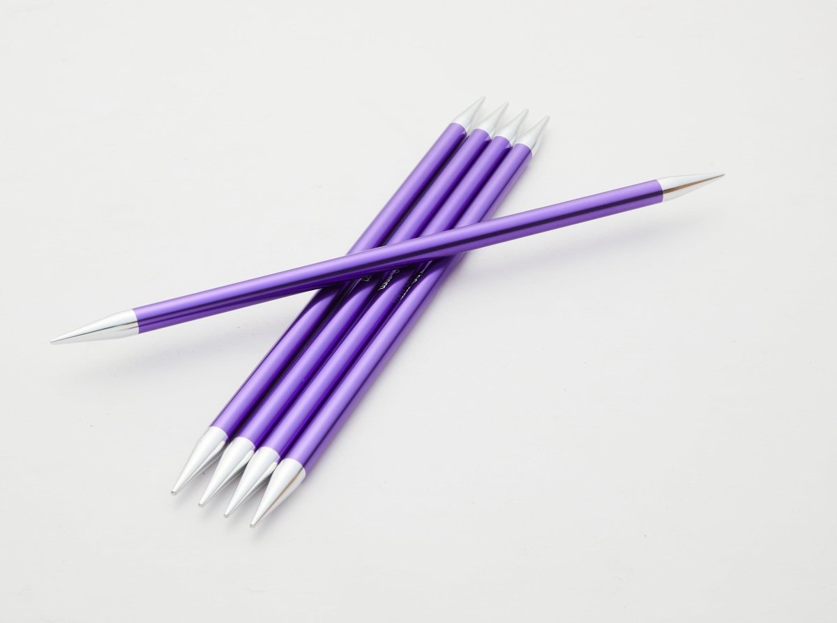 KnitPro Double Points – vibrant aluminium for smooth crafting.