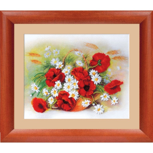 Beadwork kit B-602 "Red poppies", Charivna Mit, Size 35 x 30 cm