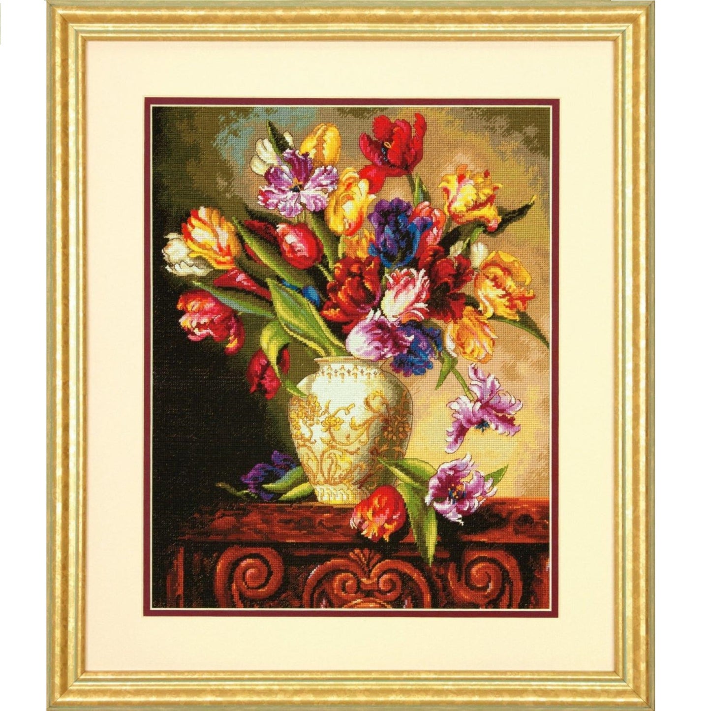 PARROT TULIPS, Counted Cross Stitch Kit, 18 count beige Aida, DIMENSIONS, Gold Collection (70-35305)