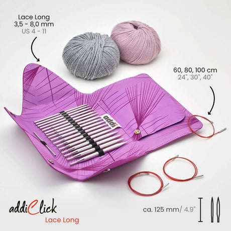 addiClick Lace Long Set - Precision Knitting for Fine Yarns and Patterns - Leo Hobby Marketplace