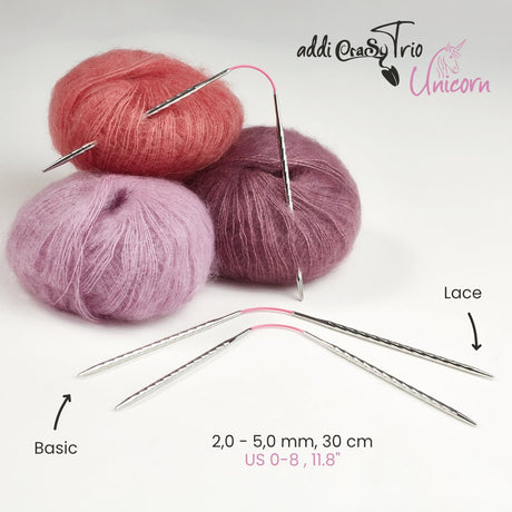 addiCraSyTrio Unicorn Long - 30 cm Elegant Sock & Hat Knitting Needles - Leo Hobby Marketplace