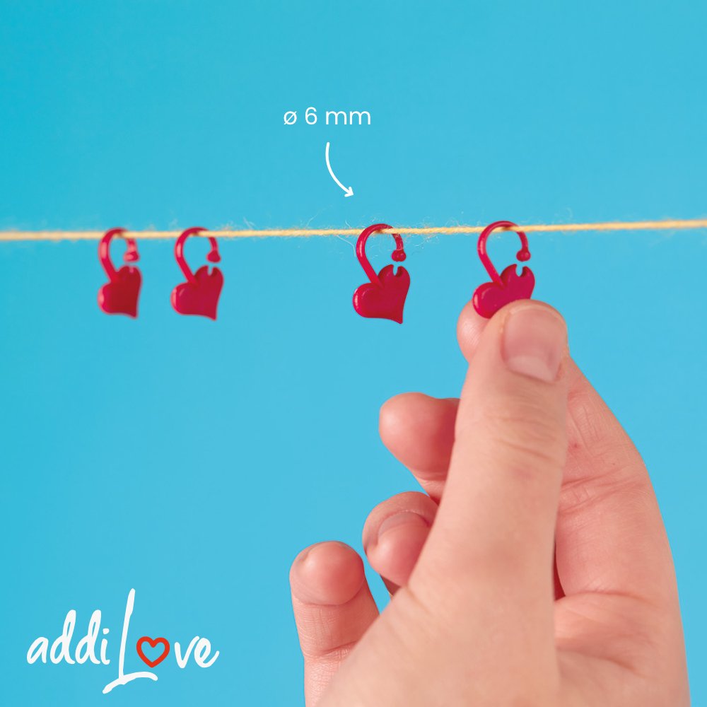 addiLove Stitch Markers - Set of 6 Heart - Shaped Markers for Knitting - Leo Hobby Marketplace