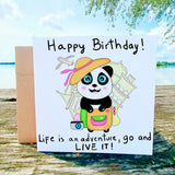 Adventure Awaits – Cute Panda Birthday Card | Travel - Themed Greeting with Encouragement and Good Wishes for Her - Leo Hobby Marketplace