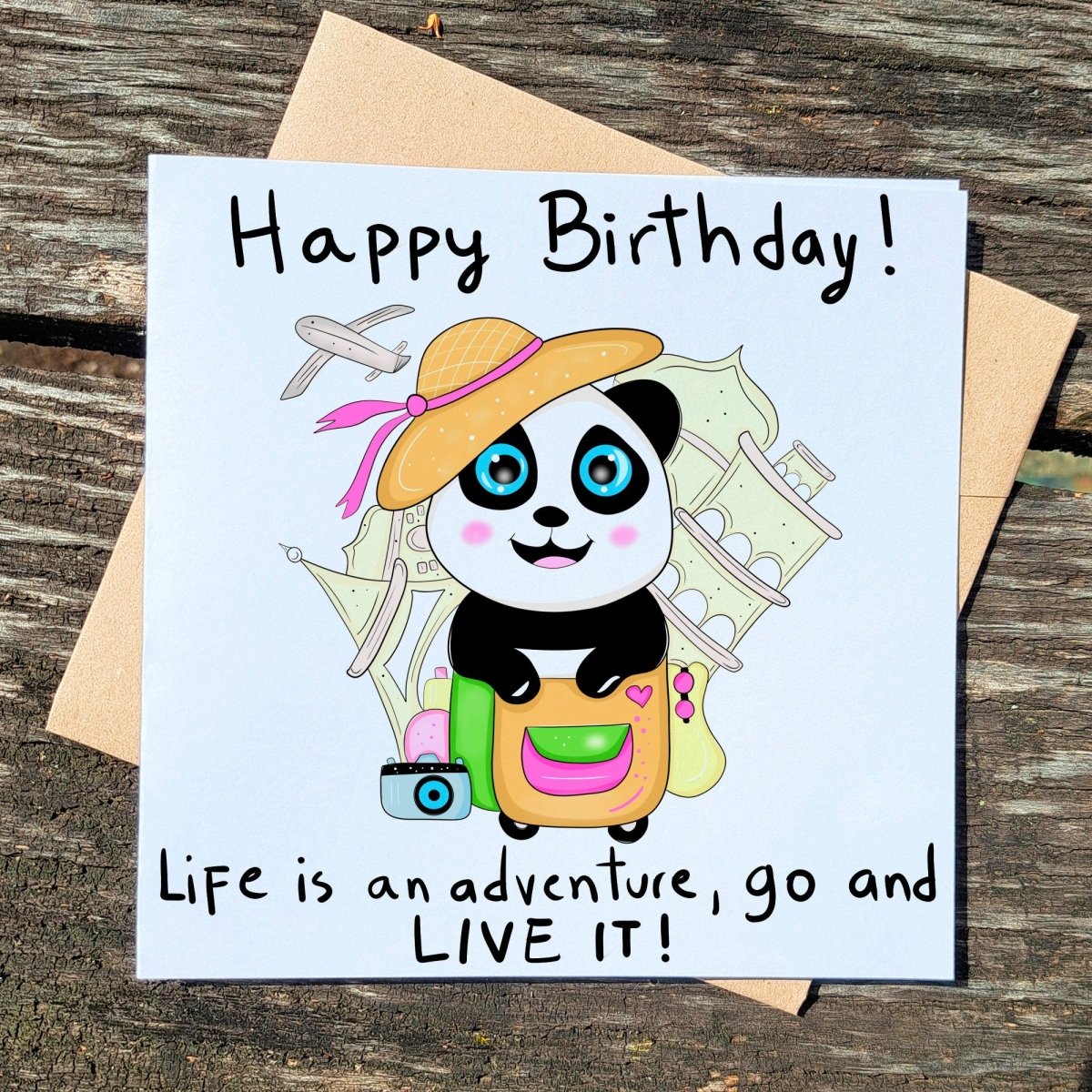 Adventure Awaits – Cute Panda Birthday Card | Travel - Themed Greeting with Encouragement and Good Wishes for Her - Leo Hobby Marketplace