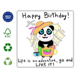 Adventure Awaits – Cute Panda Birthday Card | Travel - Themed Greeting with Encouragement and Good Wishes for Her - Leo Hobby Marketplace