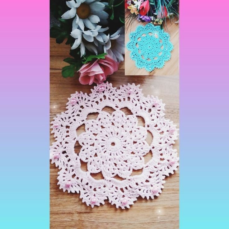 Intricate lace doily with delicate patterns.