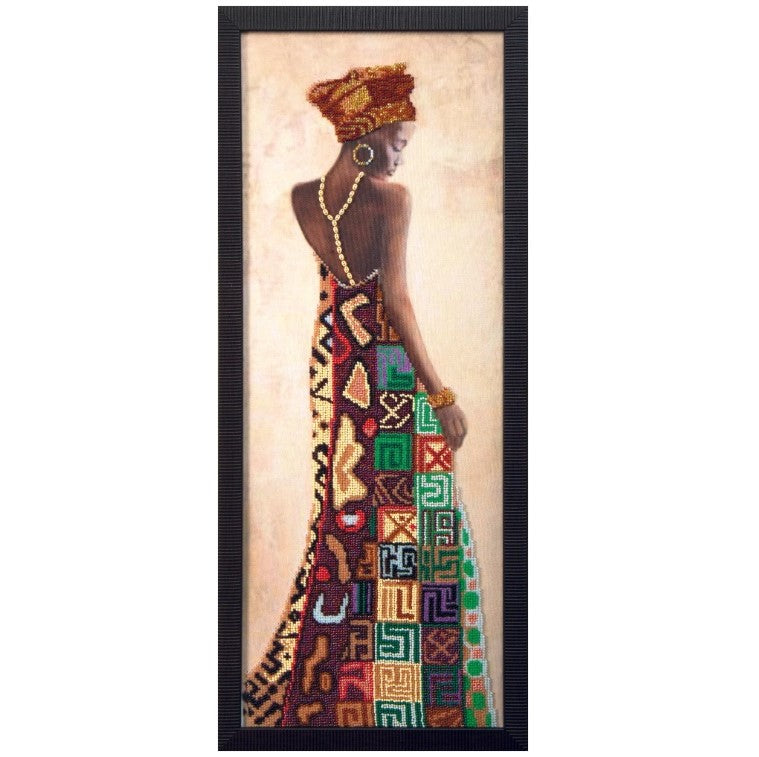 Beadwork kit B-703 "African Princess", Bead Embroidery, Needlepoint, Handcraft kit, DIY Beaded Painting 3D, Tapestry Beaded Cross Stitch kit, Beadwork