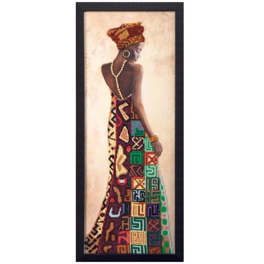 Kit de perles B-703 « Princesse africaine », broderie de perles, point d’aiguille, kit d’artisanat, peinture perlée DIY 3D, kit de point de croix perlé de tapisserie, travail de perles