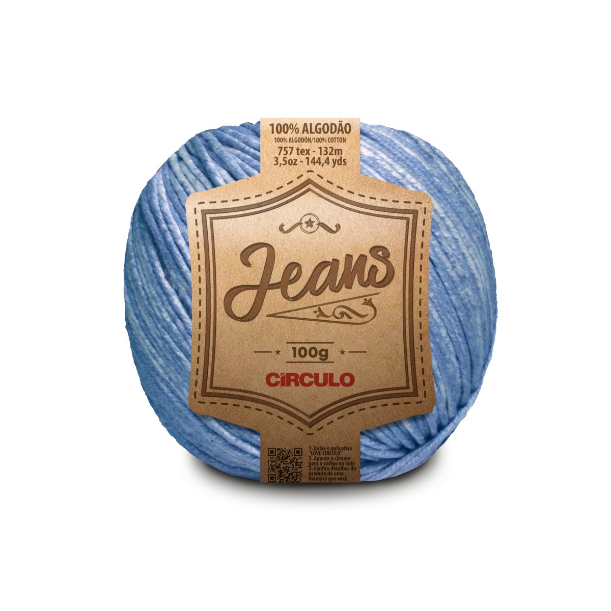 Circulo Jeans Yarn - 100% Brazilian Cotton, Denim Effect, 132m, 100g - Leo Hobby Marketplace