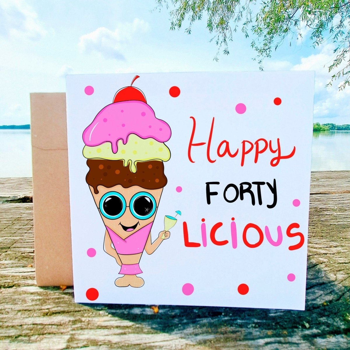 Forty Birthday Greeting Card, 40th bday Cards, 40 and Fabulous, Happy Forty Licious - Leo Hobby Marketplace