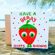 Funny Birthday Card, Strawberry Bday Card for Kids, Have a Berry Happy Birthday Postcard for her for him, Cute Fruit Party Card - Leo Hobby Marketplace