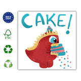 Funny Dinosaur Eating Cake Card, Cute Dino Greeting, Humorous Birthday, Celebration, Just Because, Cute Gift Birthday Children, Printed - Leo Hobby Marketplace