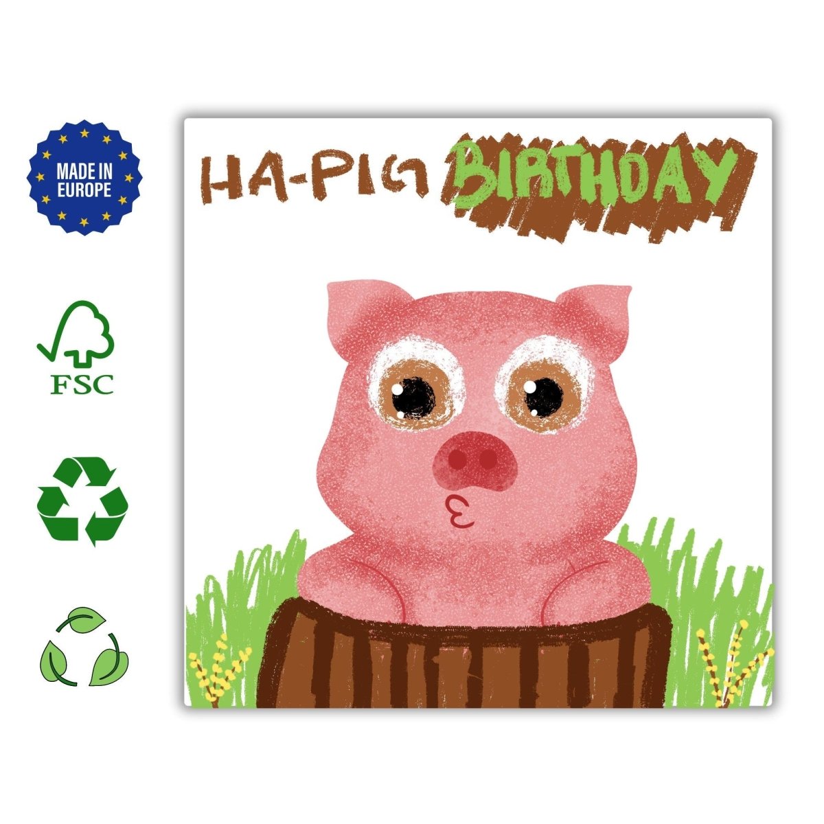 HA PIG Birthday Card, Funny Pig Pun Greetings Gift, Cute Pig Celebration Card, Adorable Birthday Wishes, Present Idea Animal Lovers - Leo Hobby Marketplace