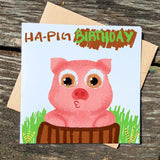 HA PIG Birthday Card, Funny Pig Pun Greetings Gift, Cute Pig Celebration Card, Adorable Birthday Wishes, Present Idea Animal Lovers - Leo Hobby Marketplace