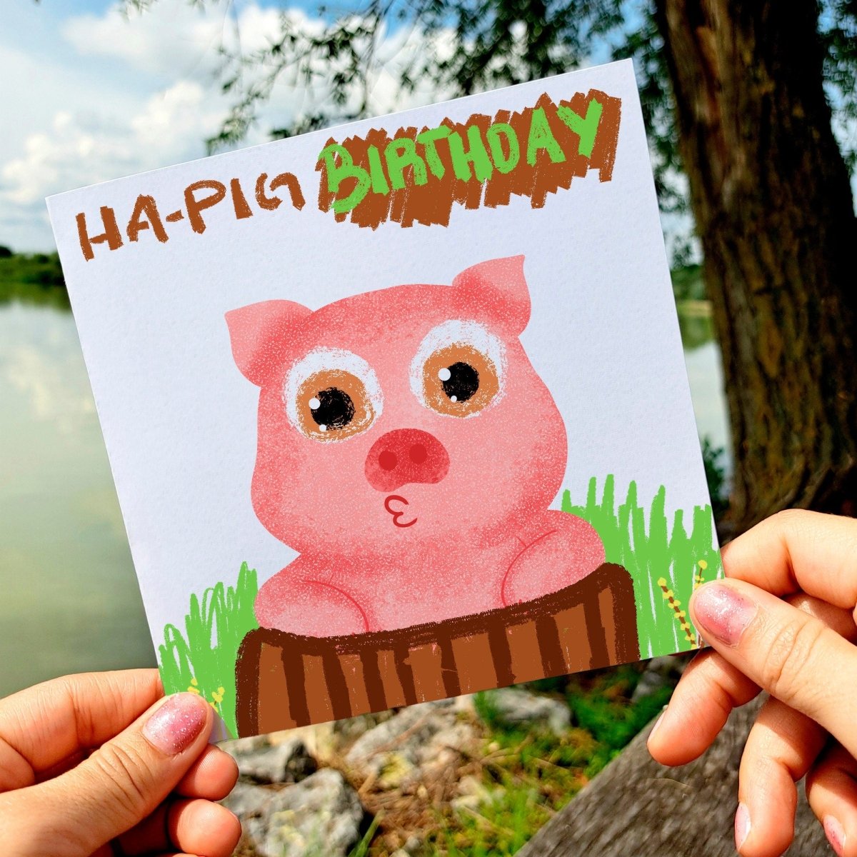 HA PIG Birthday Card, Funny Pig Pun Greetings Gift, Cute Pig Celebration Card, Adorable Birthday Wishes, Present Idea Animal Lovers - Leo Hobby Marketplace