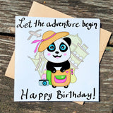 Happy Birthday Adventure Card, Greeting Card, Funny Panda Card, Love Trips Bday Postcard, Outdoor Cards, Couple Forest Card - Leo Hobby Marketplace