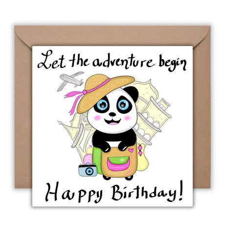 Happy Birthday Adventure Card, Greeting Card, Funny Panda Card, Love Trips Bday Postcard, Outdoor Cards, Couple Forest Card - Leo Hobby Marketplace