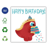 Happy Birthday Dinosaur Card, T - Rex Cake Illustration, Kids Birthday Greeting, Cute Children&#39;s Cards, Dino Theme Greeting, Printed Postcards - Leo Hobby Marketplace