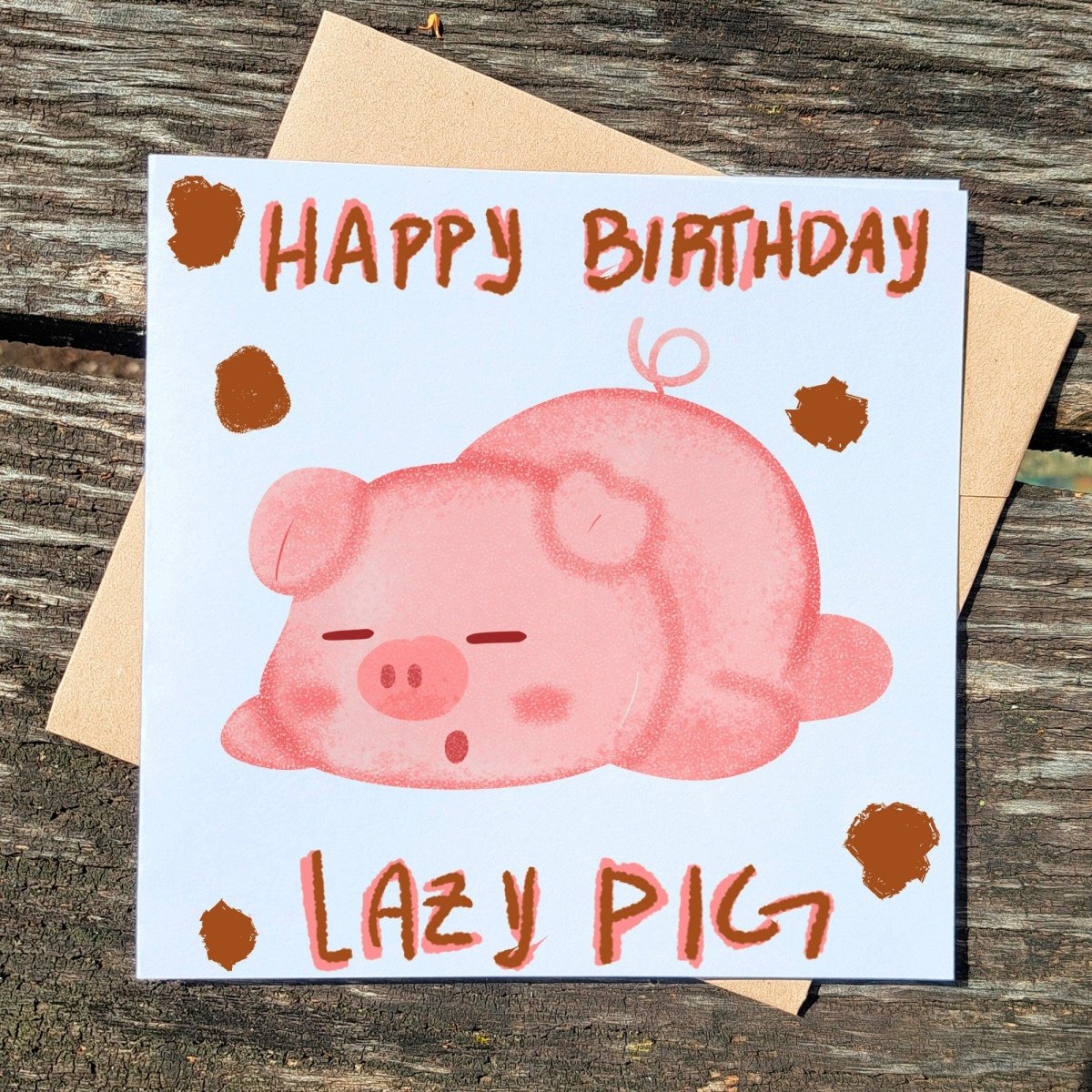 Happy Birthday Lazy Pig Card, Funny Pig Greeting Cards, Humorous Animal Pun, Sleepy Pig Celebration Postcard, Cute and Rude Wishes Gift - Leo Hobby Marketplace