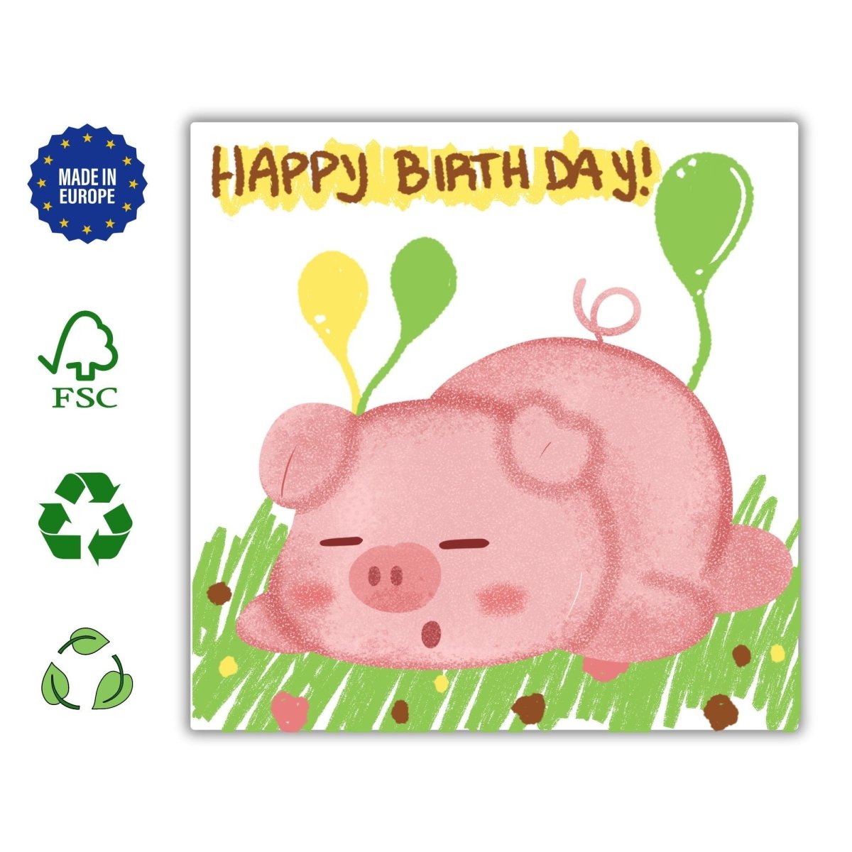 Happy Birthday Little Pig Card, Cute Kids Greeting, Adorable Animal Birthday Wishes, Boy&#39;s Celebration Card, Illustrated Postcards Gift Idea - Leo Hobby Marketplace