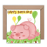 Happy Birthday Little Pig Card, Cute Kids Greeting, Adorable Animal Birthday Wishes, Boy&#39;s Celebration Card, Illustrated Postcards Gift Idea - Leo Hobby Marketplace