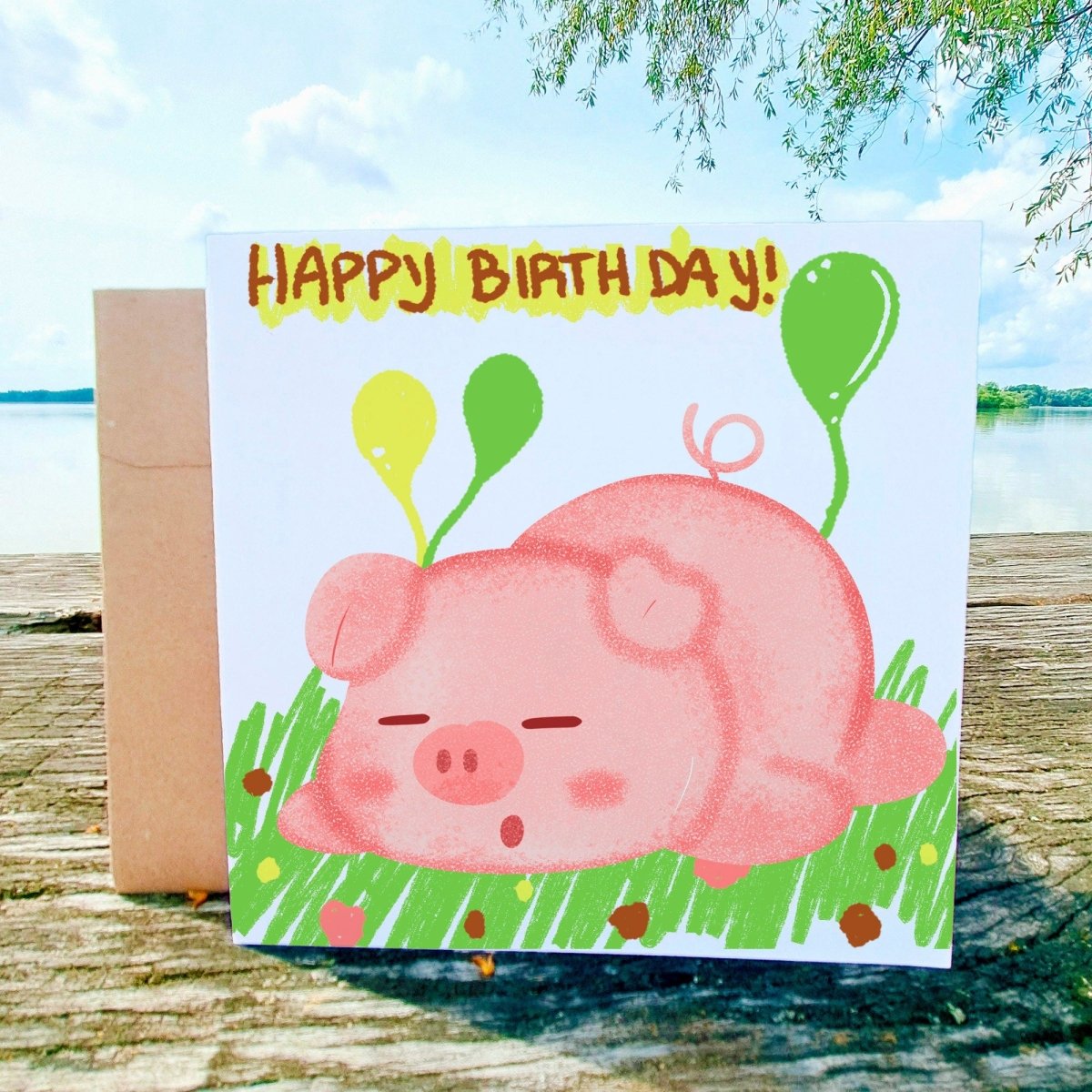 Happy Birthday Little Pig Card, Cute Kids Greeting, Adorable Animal Birthday Wishes, Boy&#39;s Celebration Card, Illustrated Postcards Gift Idea - Leo Hobby Marketplace