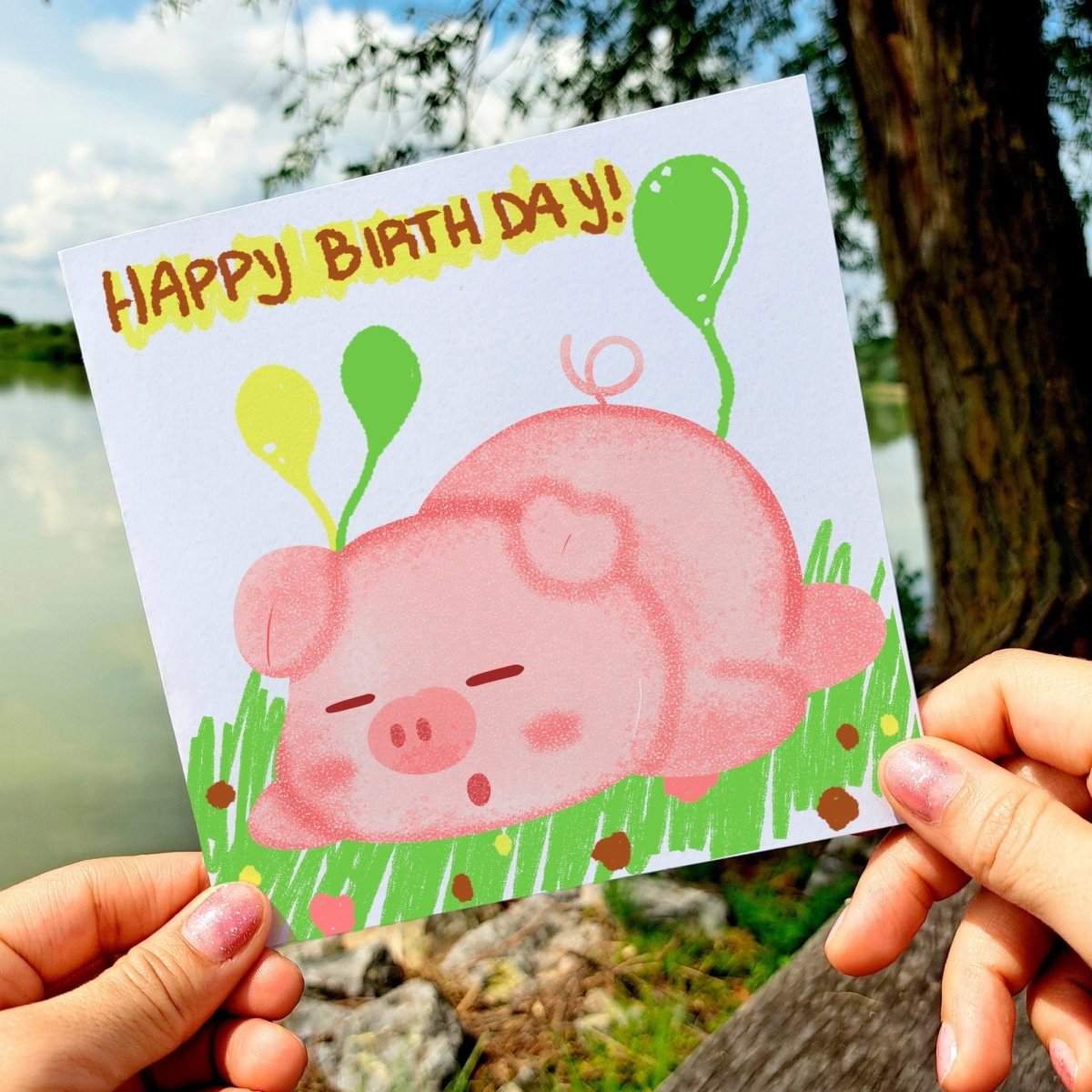 Happy Birthday Little Pig Card, Cute Kids Greeting, Adorable Animal Birthday Wishes, Boy&#39;s Celebration Card, Illustrated Postcards Gift Idea - Leo Hobby Marketplace