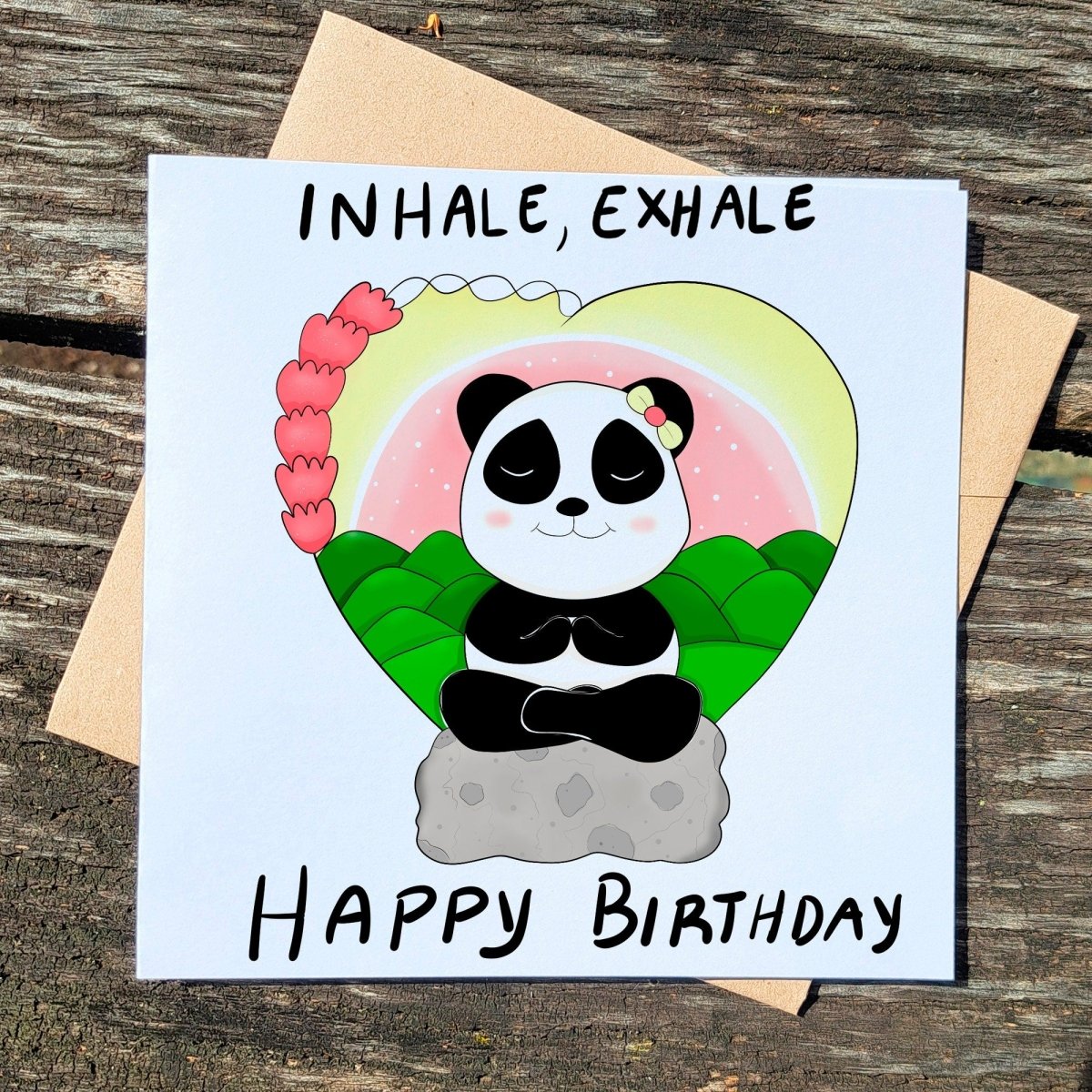 Happy Birthday Yoga Card – Meditating Panda Inhale Exhale Greeting | Mindfulness & Relaxation Motivational Card for Friends - Leo Hobby Marketplace