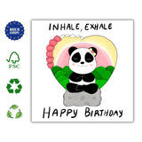 Happy Birthday Yoga Card – Meditating Panda Inhale Exhale Greeting | Mindfulness & Relaxation Motivational Card for Friends - Leo Hobby Marketplace