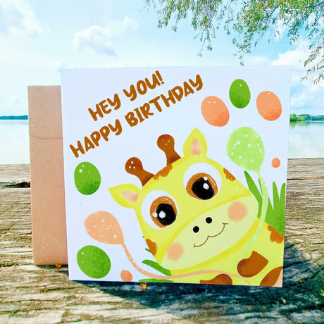 Hey you! Happy Birthday, Best Friend, Card for Kids, Cute Friendship, Card Boyfriend Girlfriend - Leo Hobby Marketplace