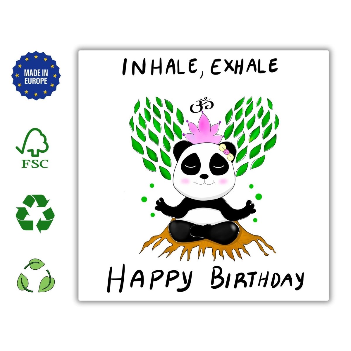 Inhale, Exhale – Happy Birthday Panda Meditation Card | Mindfulness Zen Greeting for Yoga Lovers & Wellness Gifts - Leo Hobby Marketplace