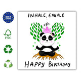 Inhale, Exhale – Happy Birthday Panda Meditation Card | Mindfulness Zen Greeting for Yoga Lovers & Wellness Gifts - Leo Hobby Marketplace