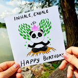 Inhale, Exhale – Happy Birthday Panda Meditation Card | Mindfulness Zen Greeting for Yoga Lovers & Wellness Gifts - Leo Hobby Marketplace