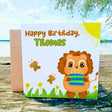 Lion Custom Kids Birthday Card, Personalized Name, Safari Animal Cards, Perfect Greeting Cards for Children, Cute Gift Toddler Boys - Leo Hobby Marketplace