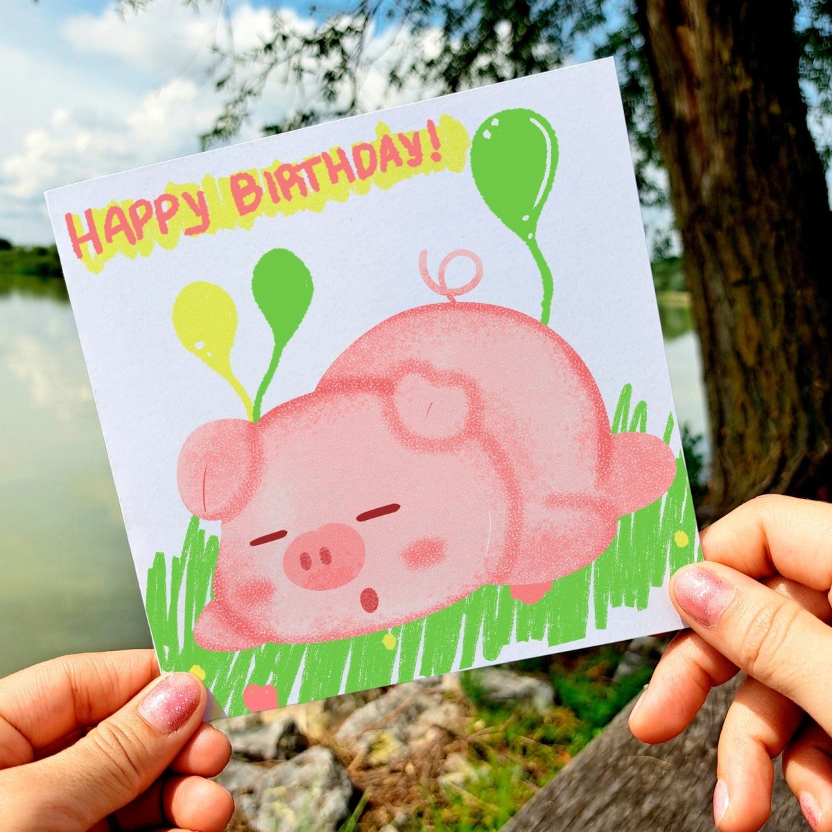 Little Pig Birthday Card, Cute Girls Greeting, Adorable Animal Birthday Wishes, Girl&#39;s Celebration Card, Gift Idea Daughter Niece Nephew - Leo Hobby Marketplace